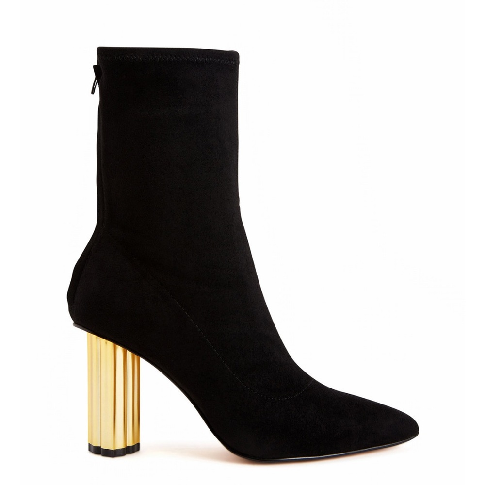 Katy Perry Women's The Dellilah High Dress Booties black and gold block heel 9